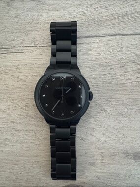 Swarovski All-Black Crystal Marker Stainless Steel Watch